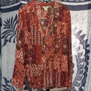 Lucky Brand Boho Button Down Shirt 3X